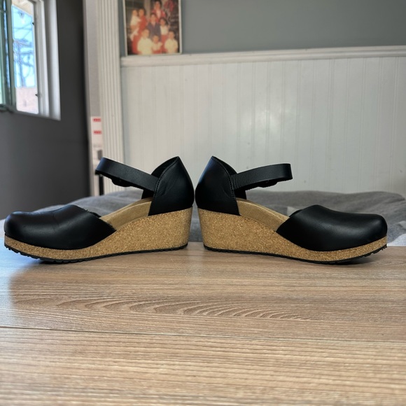 Birkenstock Papillio Mary Ring Buckle Black Leather wedge clogs Womens 6 EU 37 - Picture 9 of 13